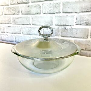 Vintage Pyrex/Beunilum Serving Dish Set - Clear Glass Bowl With Aluminum Cover